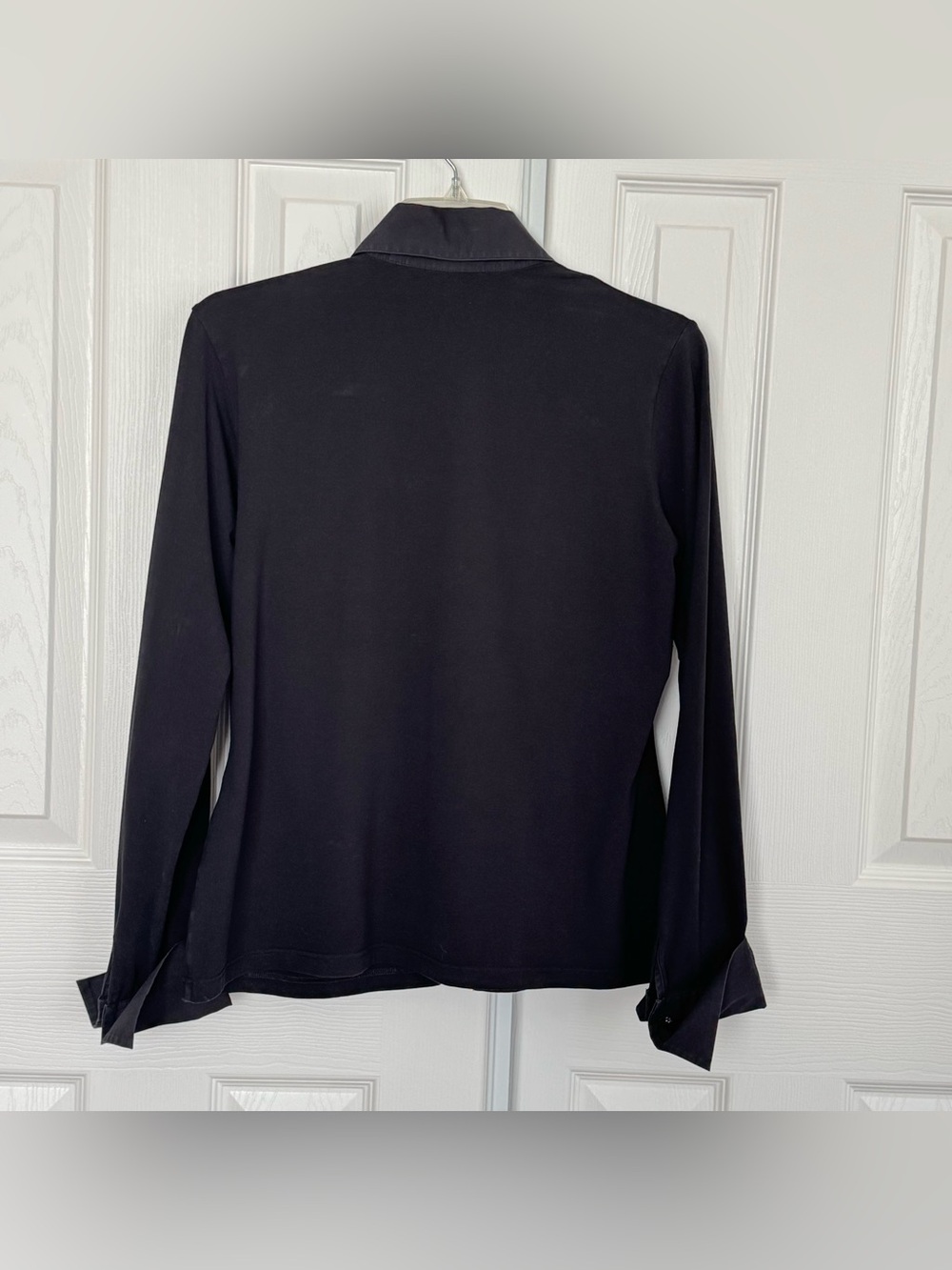 Anne Fontaine Nuage Shirt Black Stretch Jersey Shirt With Fitted Size 44 - Picture 7 of 15